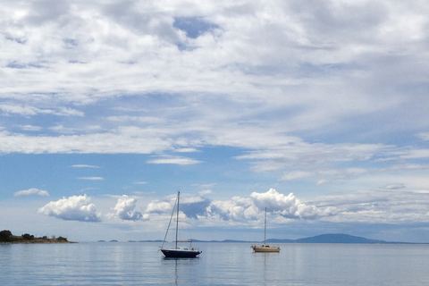 Sailing boats anchored off Novalja